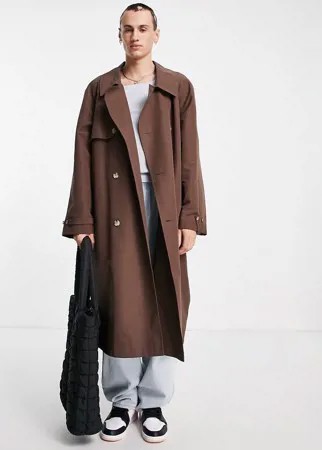 Коричневый тренч в стиле oversized ASOS DESIGN-Коричневый цвет