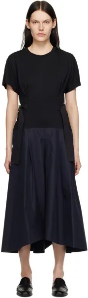Черно-темно-синее платье-миди с поясом 3.1 Phillip Lim