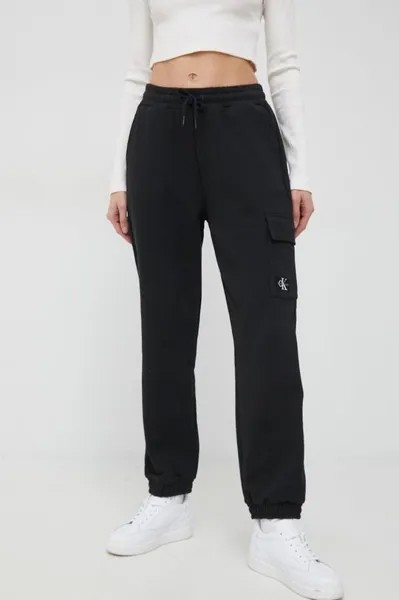 Хлопковые спортивные штаны Calvin Klein Jeans, черный