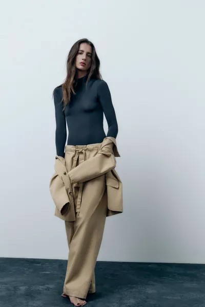 Полиамидный боди ZARA, бензиновый синий