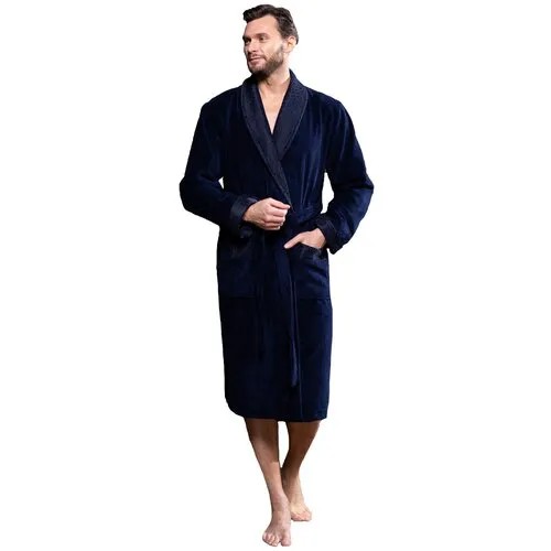 Халат мужской велюровый Christopher, воротник шалька Синий 2XL
