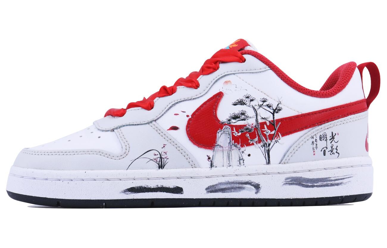Кроссовки Nike Court Borough Skateboarding Shoes Women's Low-top Red, белый/красный