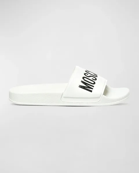 Мужские шлепанцы для бассейна с логотипом Moschino, цвет White