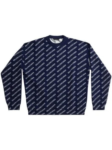 Balenciaga джемпер с логотипом, синий