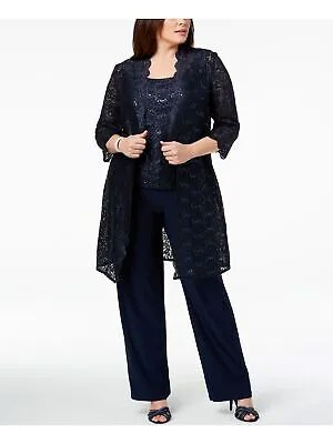 Женская темно-синяя кружевная куртка с пайетками R-M RICHARDS 18W