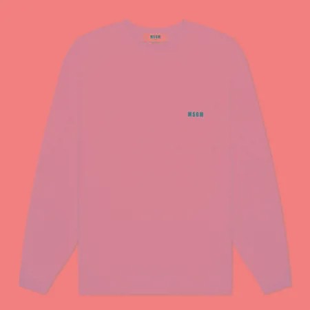 Мужской лонгслив MSGM Essentials Crew Neck, цвет розовый, размер XL