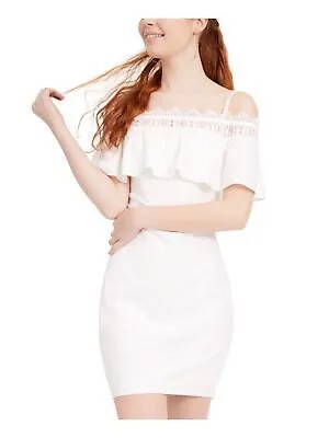 BCX DRESS Женское белое короткое вечернее облегающее платье на тонких бретелях 1
