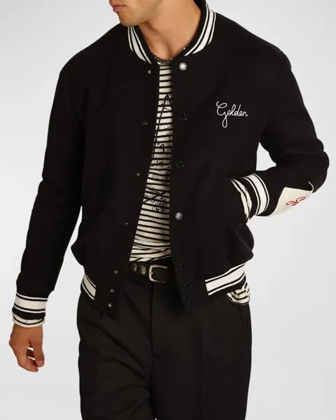 Мужской компактный бомбер с вышивкой Golden Goose, цвет Dark Blue