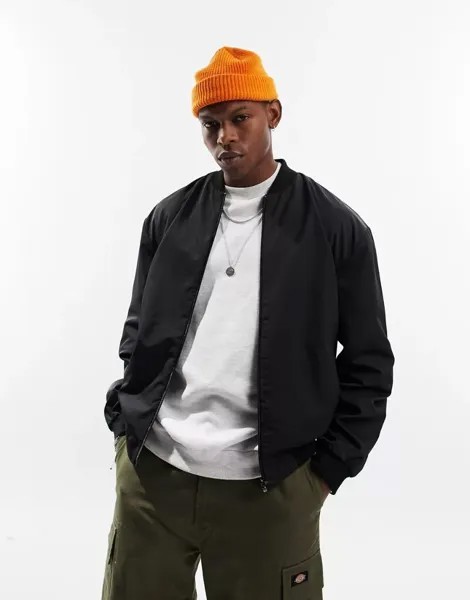 Легкий черный бомбер свободного кроя ASOS