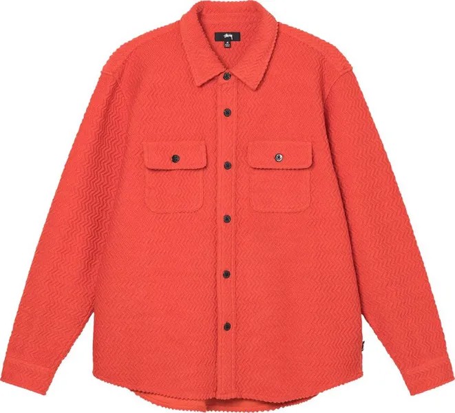 Рубашка Stussy Textured Wool CPO Long-Sleeve Shirt 'Orange', оранжевый