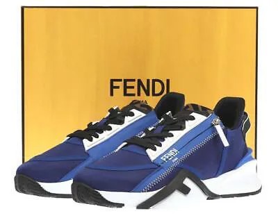 НОВЫЕ КРОССОВКИ FENDI ROMA BLUE FF ZUCCA С ЛОГОТИПОМ 9/США 10