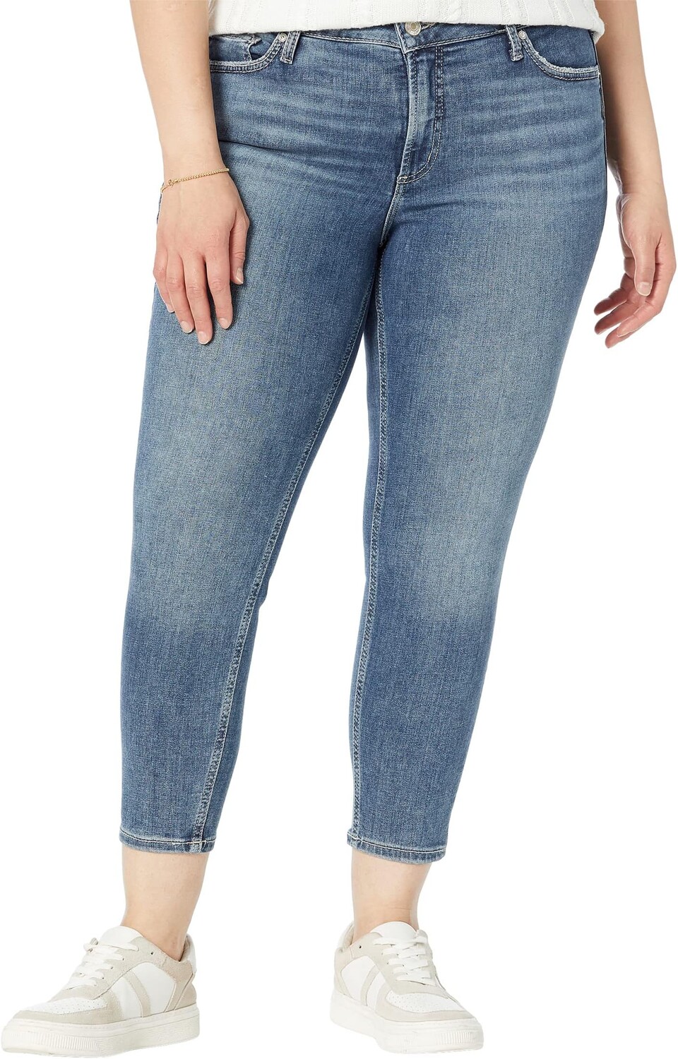 Джинсы Silver Jeans Co. Plus Size Suki Mid-Rise Skinny Crop Jeans W43975EAE388, индиго