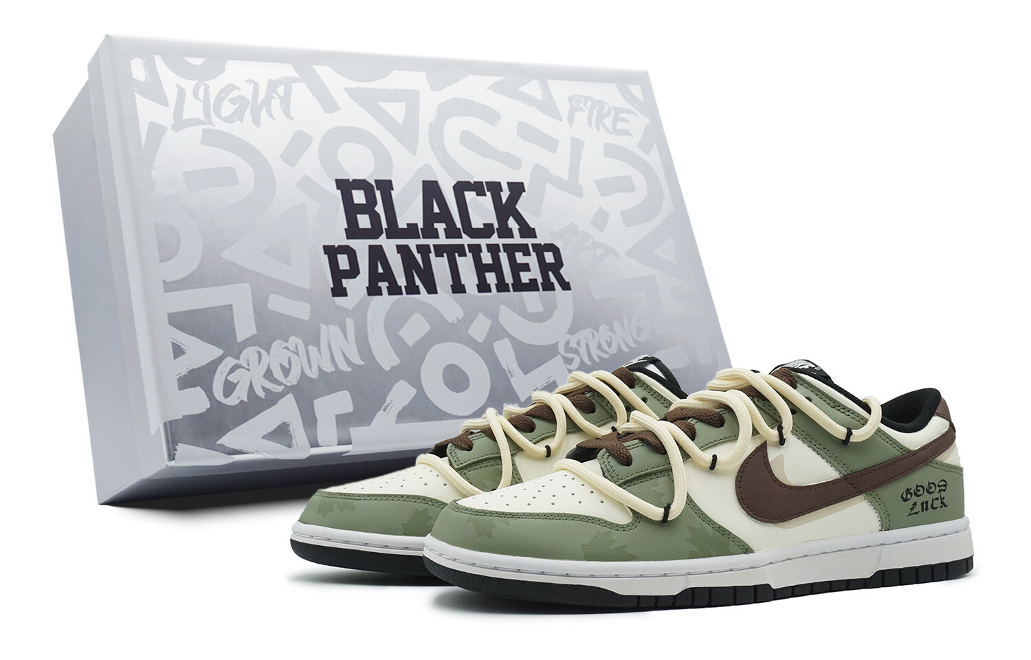 Кроссовки Nike Dunk Skateboarding Shoes Women's Low-top Green/white/brown, зеленый