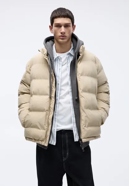 Куртка зимняя Basic Coloured-Puffer PULL&BEAR, бежевый