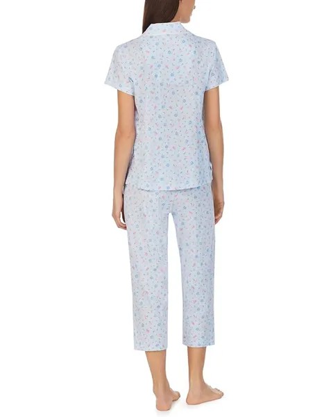 Пижамный комплект LAUREN Ralph Lauren Short Sleeve Notch Collar Capris PJ Set, цвет Blue Floral