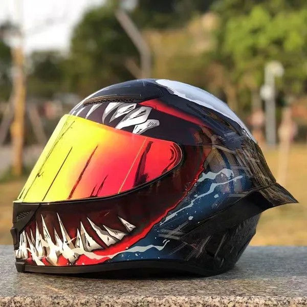 Новое поступление, мотоциклетный шлем Venom на все лицо, гоночный шлем с большим козырьком Gp-r Sploier красного и золотого цвета, защитная шапка, шл...