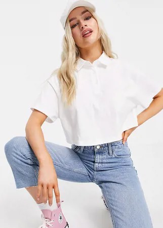 Белая укороченная футболка-поло свободного кроя с короткими рукавами ASOS DESIGN Petite-Белый
