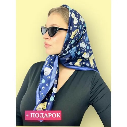 Платок , 90х90 см, желтый, белый