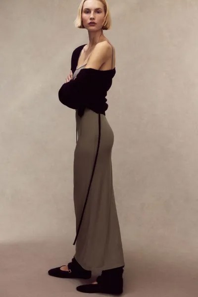Платье макси в рубчик H&M, серый