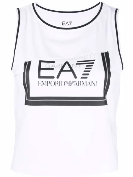 Ea7 Emporio Armani топ в технике пэчворк с логотипом