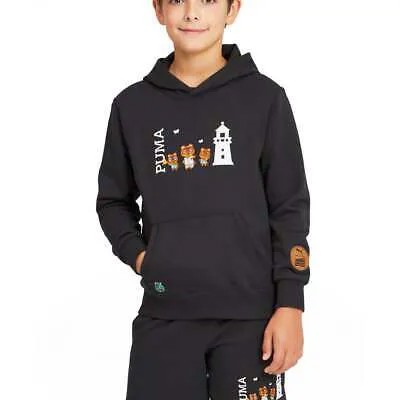 Puma X Acnh Pullover Hoodie Youth Boys Black Повседневная верхняя одежда 533227-21