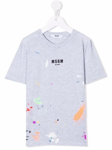 MSGM Kids футболка с эффектом разбрызганной краски