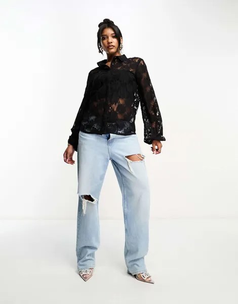 Рубашка In The Style Exclusive Lace, черный