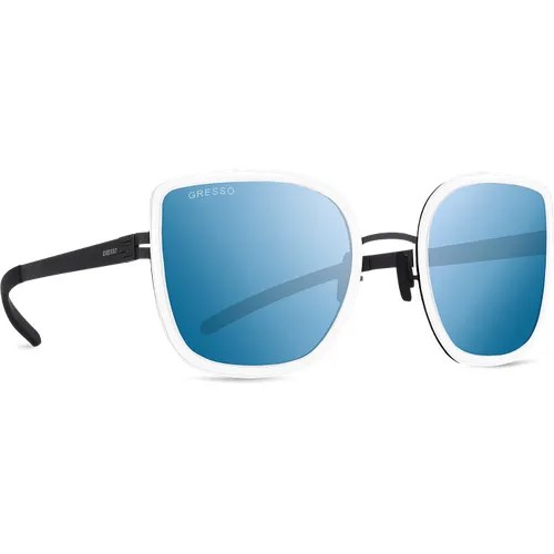 Титановые солнцезащитные очки GRESSO Barbara - бабочка / синие фотохромные / кант белый