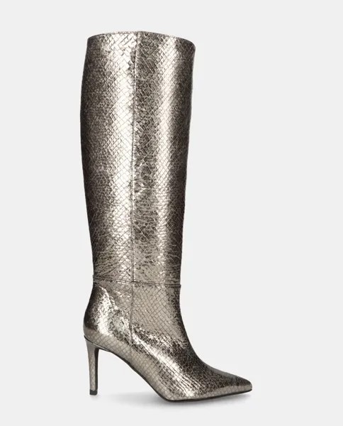 Женские ботинки из серебристой наппы с гравировкой в виде змеи Mascaró, серебро