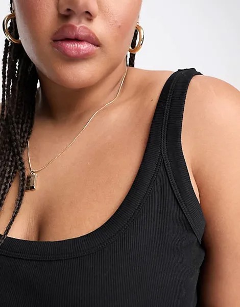 Черный жилет в рубчик ASOS DESIGN Curve