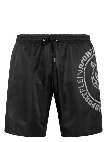 Plein Sport плавки-шорты с логотипом, черный
