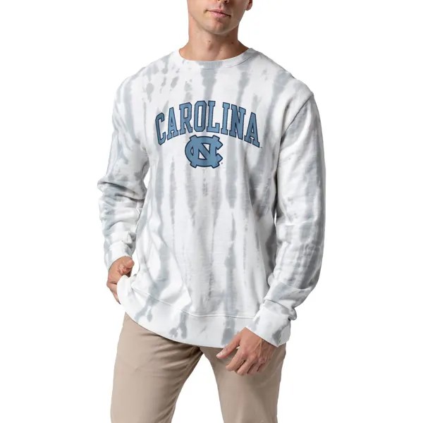 Мужская студенческая одежда белого/серебристого цвета, классическая толстовка с махровым пуловером North Carolina Tar Heels Arch Dye