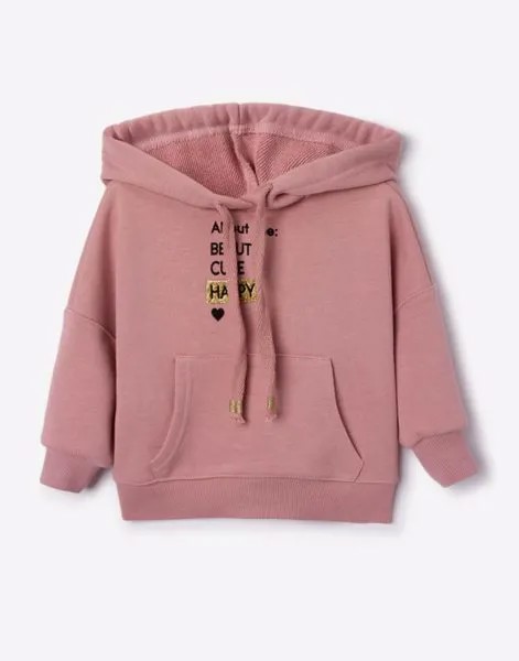Розовое худи oversize с принтом для малышки Gloria Jeans