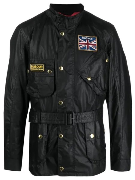 Barbour пальто с высоким воротником и нашивкой-логотипом, черный