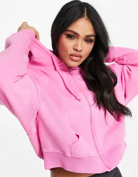 Худи выбеленного розового цвета в стиле oversized на молнии ASOS DESIGN-Розовый цвет