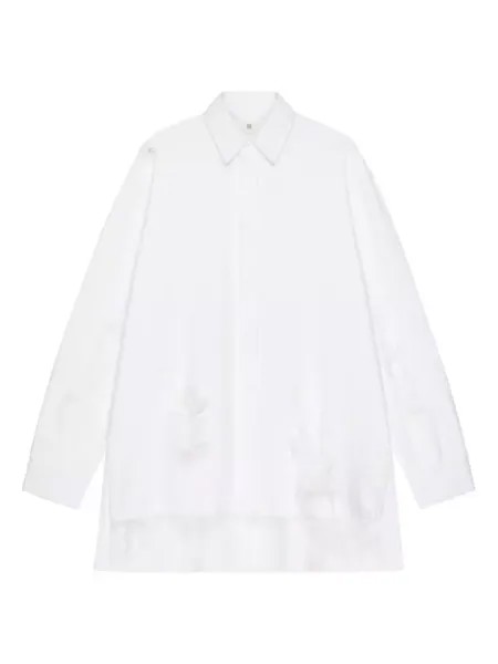 Рубашка оверсайз с длинной спиной из потертого денима Givenchy, белый