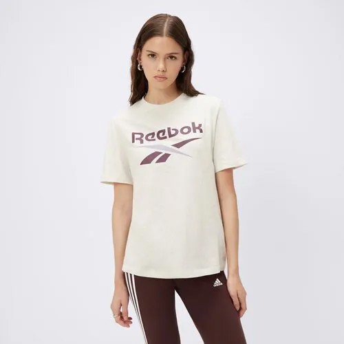 Футболка спортивная Reebok, размер L, бежевый/фиолетовый