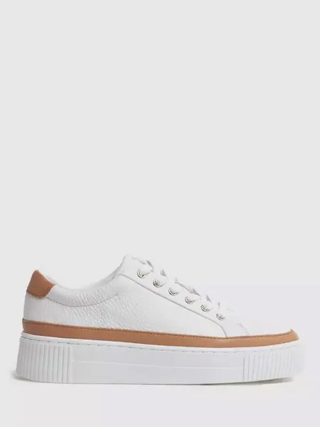 Кроссовки Reiss Leanne Leather Low Top, цвет camel/white