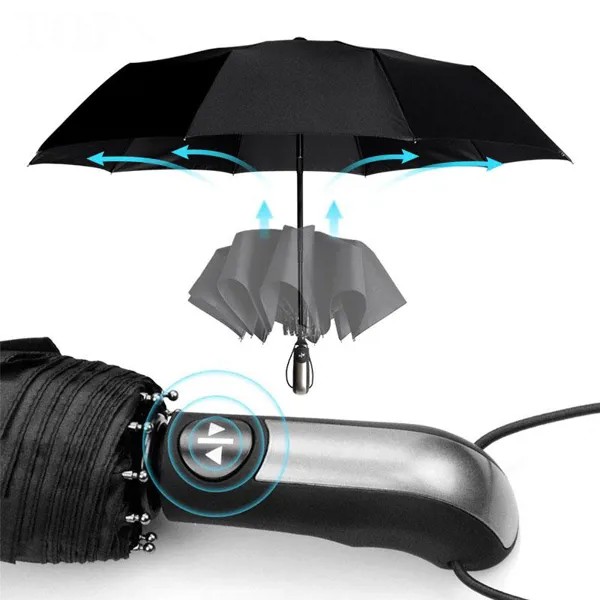 Ветроустойчивый полностью автоматический зонт Дождь Женщины для мужчин 3Folding