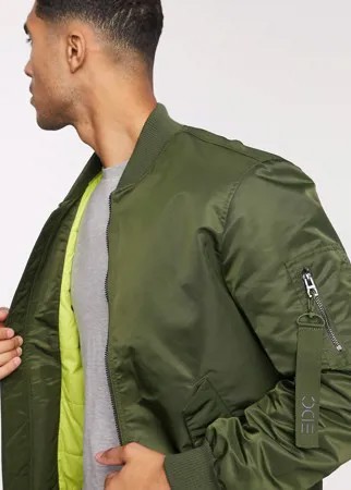 Бомбер цвета хаки с неоновой подкладкой Esprit-Желтый