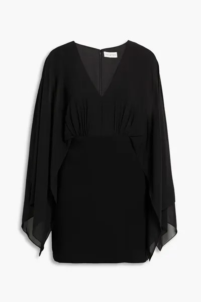 Платье мини Rylee из эластичного крепа с шифоновыми вставками Halston, черный