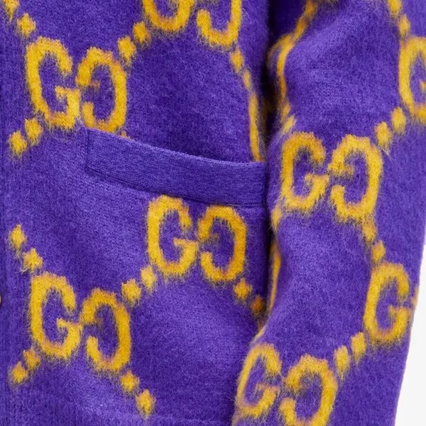 Gucci Вязаный кардиган Jumbo с узором GG, фиолетовый