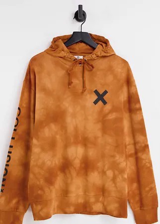 Коричневый худи с принтом тай-дай COLLUSION Unisex-Коричневый цвет