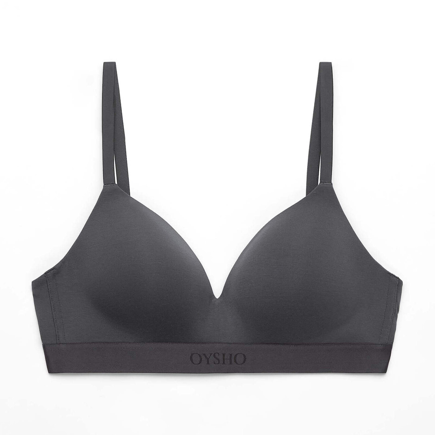 Бюстгальтер Oysho Modal Soft Cup Triangle, темно-серый