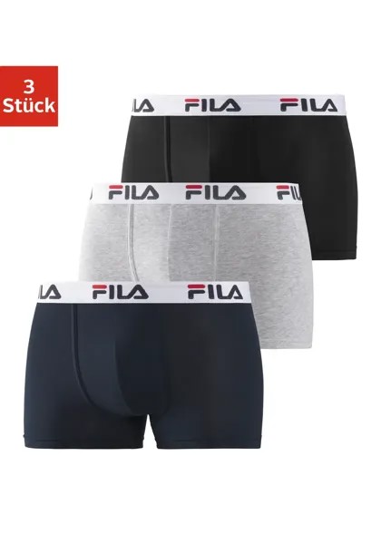 Боксеры Fila (3 шт. в упаковке) с надписью-логотипом на поясе, синий