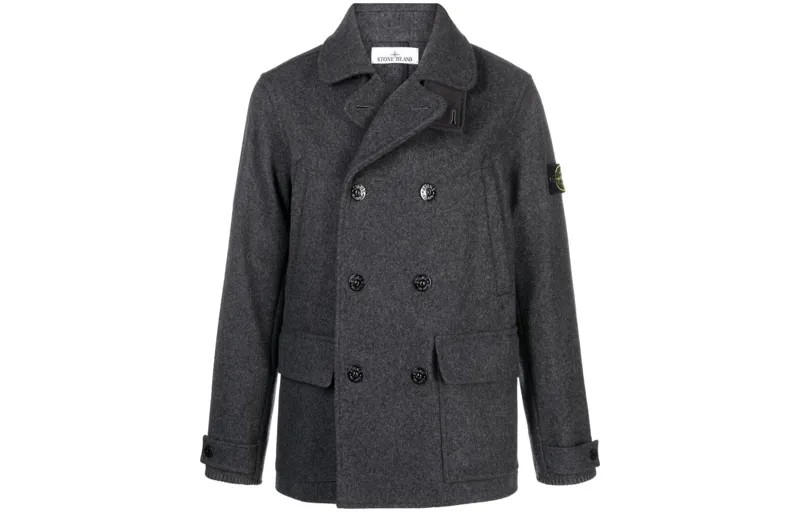 Пальто Compass из смеси натуральной шерсти Stone Island, серый