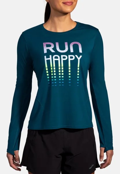 Футболка с длинными рукавами Distance Long Sleeve 3.0 Brooks, цвет htr ocean drive rh