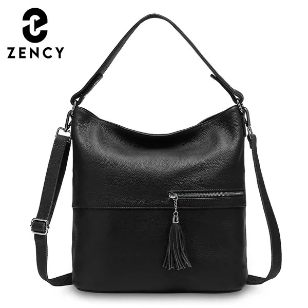 Женская сумка через плечо Zency Beauty Design с кисточкой, 100% натуральная кожа, сумочка абрикосового цвета, модная женская сумка через плечо, черный, серый цвет