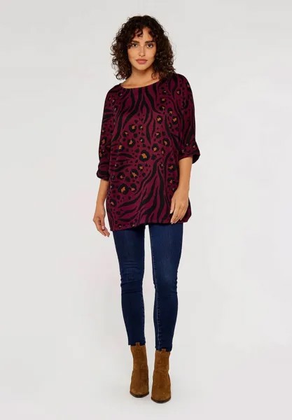 Рубашка с длинным рукавом ZEBRA LEOPARD BATWING Apricot, цвет burgundy