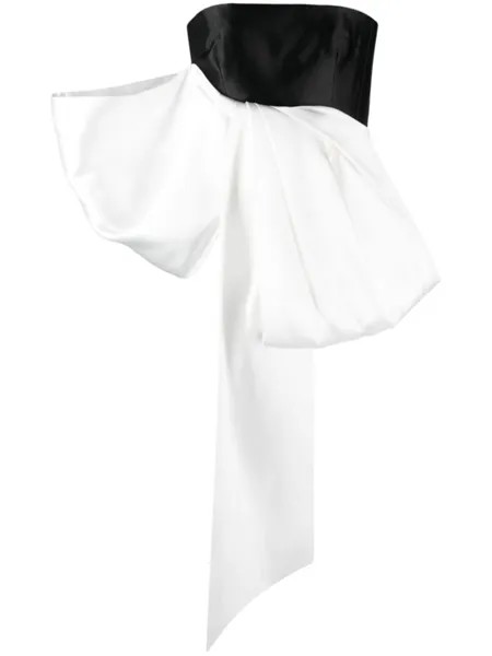 Solace London Nadina bow-embellished satin top, черный